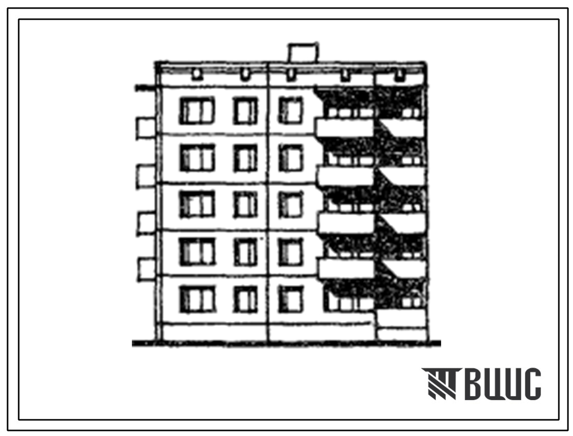Типовой проект 75-05/1 Блок-секция 5-этажная 15-квартирная торцевая левая 1Б-2Б-4А