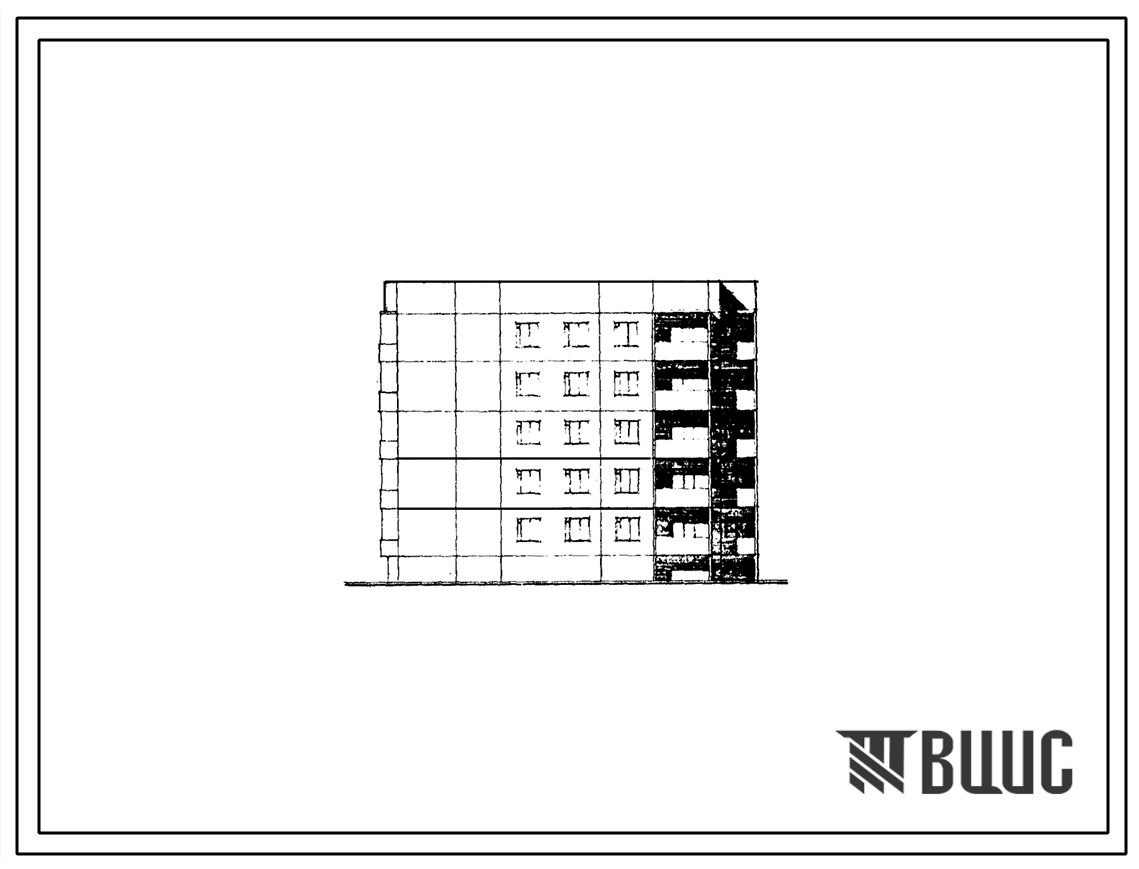 Типовой проект 93-038.84 Пятиэтажная блок-секция торцевая угловая левая на 20 квартир. Для строительства в городах и поселках городского типа