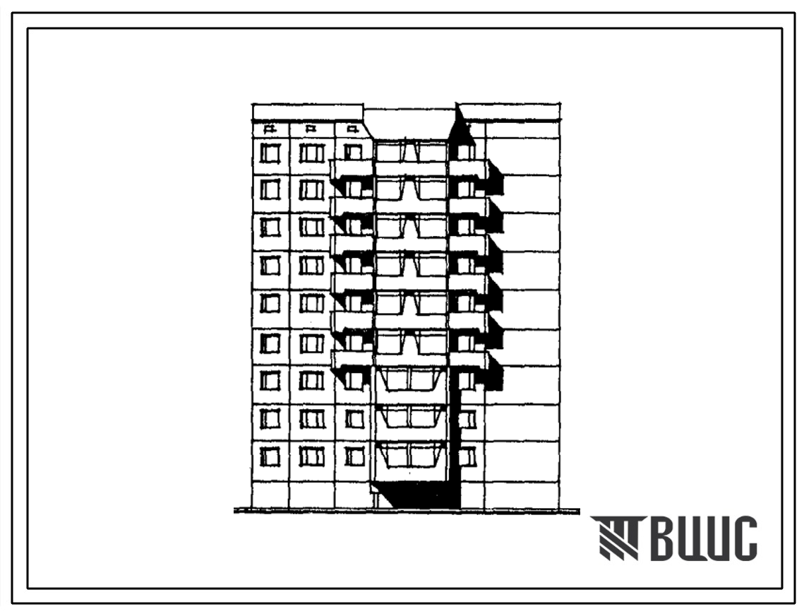 Типовой проект 112-024м.86 Девятиэтажная блок-секция торцевая правая на 34 квартиры