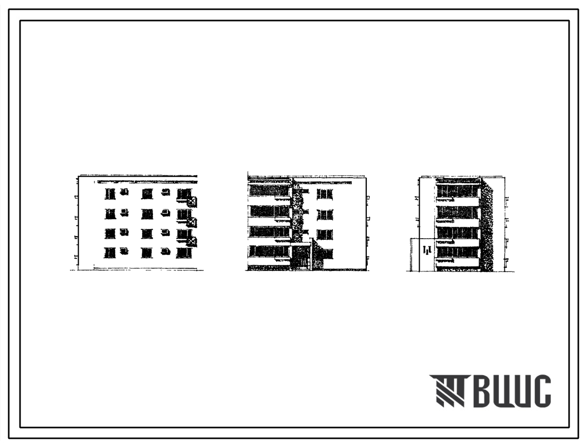 Типовой проект 77-034СП/1 Блок-секция четырехэтажного дома на 8 квартир торцовая левая (двухкомнатных 2Б-4; трехкомнатных 3А-4).