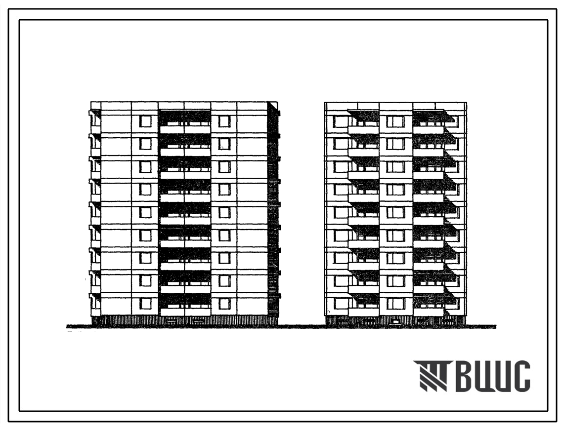 Типовой проект 120В-025/1 9-этажная блок-секция на 36 квартир (3А-3А-3Б-3Б). Для строительства во 2В климатическом подрайоне Литовской ССР.