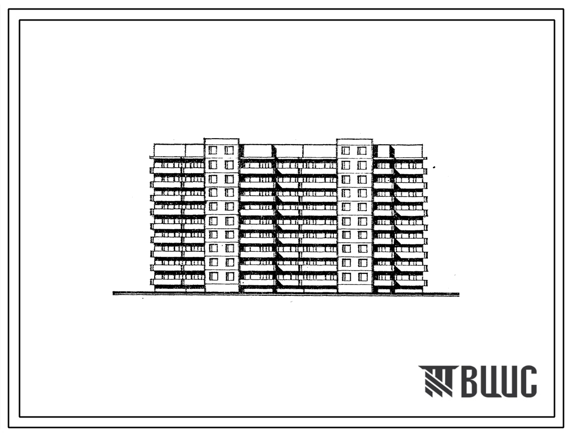 Типовой проект 138-034с.13.86 Блок-секция 72-квартирная 9-этажная угловая, левая 3Б-1Б-2Б-3Б + 3Б-2Б-1Б-3Б (для Кабардино-Балкарской АССР)