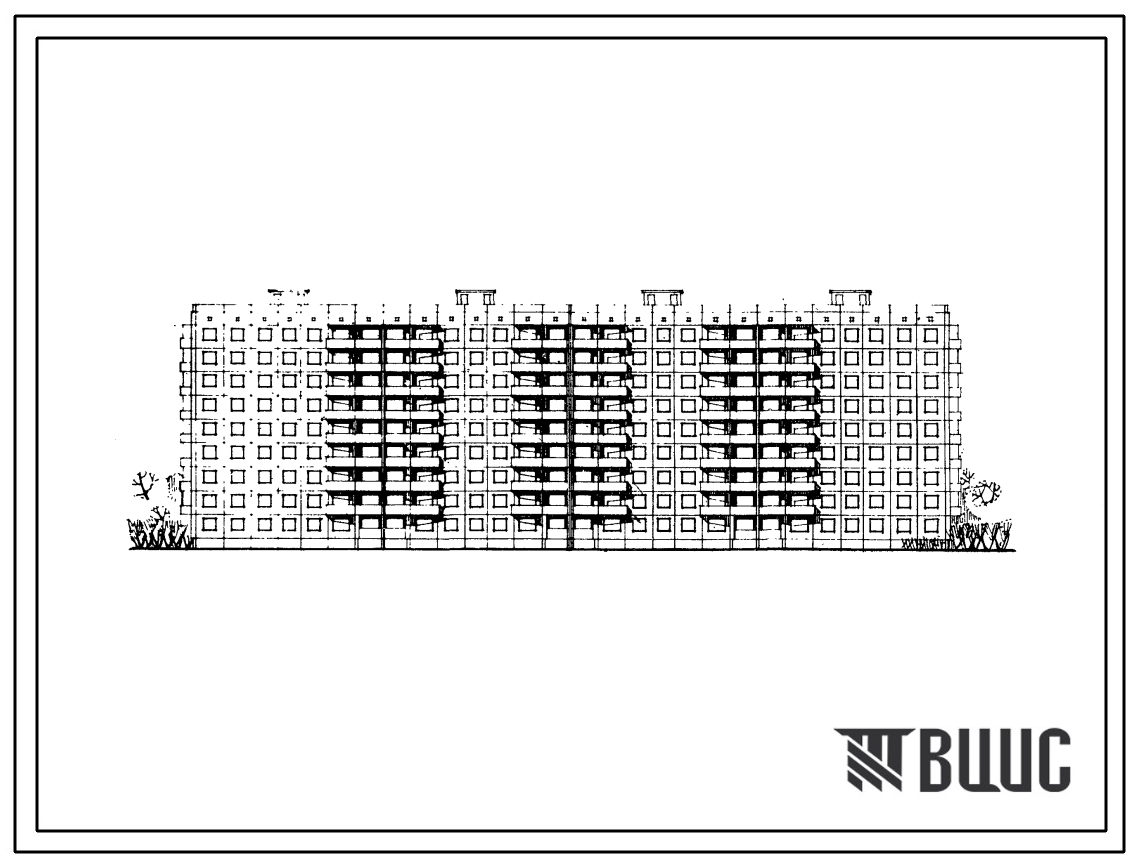 Типовой проект 111-94-43 9-этажный 4-секционный крупнопанельный жилой дом на 144 квартиры (однокомнатных 1Б-18, двухкомнатных 2Б-72, трехкомнатных 3А-18, трехкомнатных 3Б-36) для строительства во 2 и 3 климатических районах Украинской ССР.