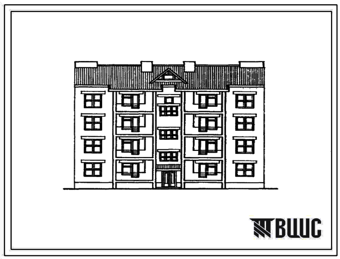 Типовой проект 216-046.13.90 Четырехэтажная рядовая блок-секция на 9 квартир с квартирами 3Б,4Б для кооперативного строительства (для строительства в Адыгейской АССР)