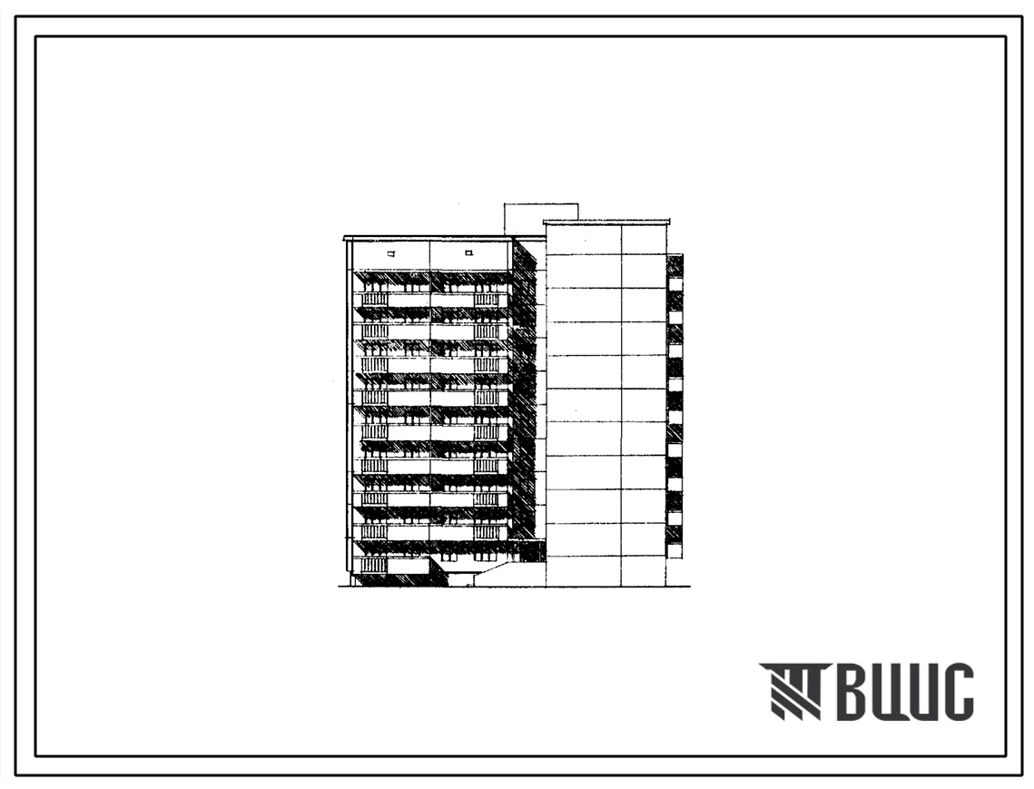 Типовой проект 108-045/1 Девятиэтажная блок-секция (точечная, поворотная, угловая, торцевая) на 43 квартиры (однокомнатных 1Б-16, двухкомнатных 2Б-25, трехкомнатных 3Б-1, пятикомнатных 5Б-1). Для строительства в 1В, 2Б, 2В, 2Г и 3А климатических подрайона
