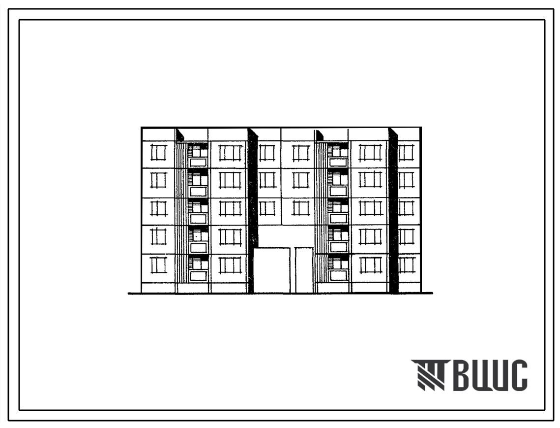 Типовой проект 84-016/1 Пятиэтажная 26 квартирная блок-секция с проездом 1Б.2Б.2Б -1Б.2Б.2Б (рядовая).