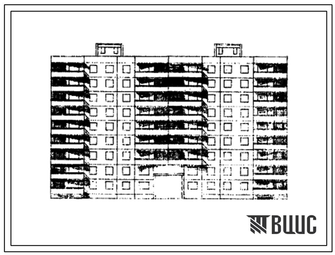 Типовой проект 90-045/1 Блок-секция 9-этажная 68-квартирная рядовая с проездом 1Б.2Б.3Б.3Б - 1Б.2Б.3Б.3Б