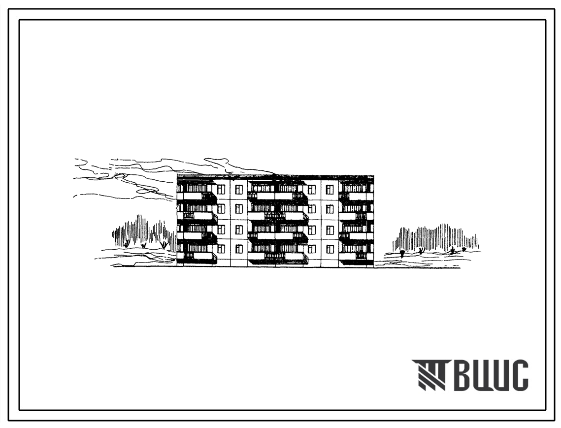 Типовой проект 203-03с Четырехэтажная спаренная рядовая блок-секция на 16 квартир (двухкомнатных 2Б-8; трехкомнатных 3А-8). Для строительства в 4Б и 4В климатических подрайонах Азербайджанской ССР, сейсмичностью 7 и 8 баллов