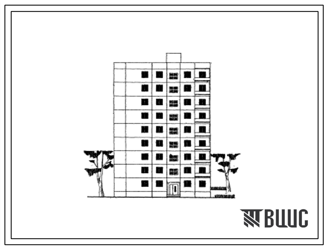 Типовой проект 1-464АС-083 Девятиэтажная блок-секция торцевая левая на 27 квартир (двухкомнатных 2Б-18, трехкомнатных 3Б-9). Для строительства в 4 климатическом районе Грузинской ССР сейсмичностью 7 баллов