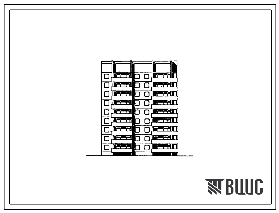 Типовой проект 135-016с.85 9-этажная торцевая правая блок-секция на 36 квартир 1Б-2Б-2Б-3Б