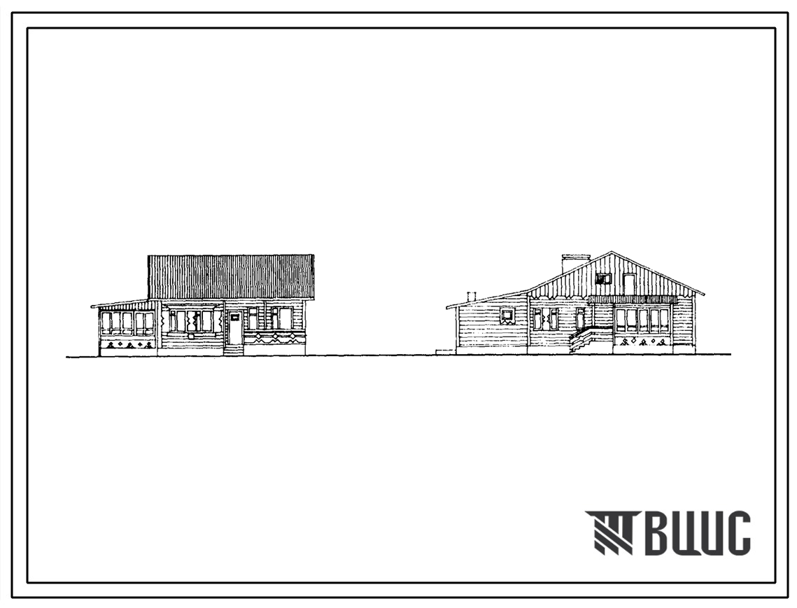 Фасады Типовой проект 186-000-345.13.86 Одноэтажный одноквартирный жилой дом с трехкомнатной квартирой, сблокированный с хозпостройкой для строительства в Брянской области