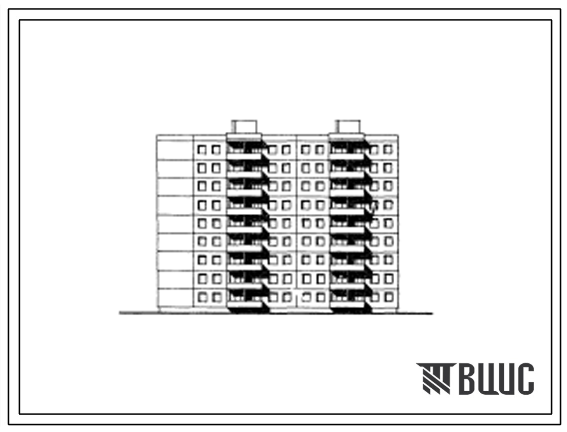 Типовой проект 106-05С Девятиэтажная каркасно-панельная блок-секция на 45 квартир, торцевая левая (трехкомнатных 3Б-18, четырехкомнатных 4Б-27). Для строительства в 3 климатическом районе Киргизской ССР, с сейсмичностью 9 баллов.
