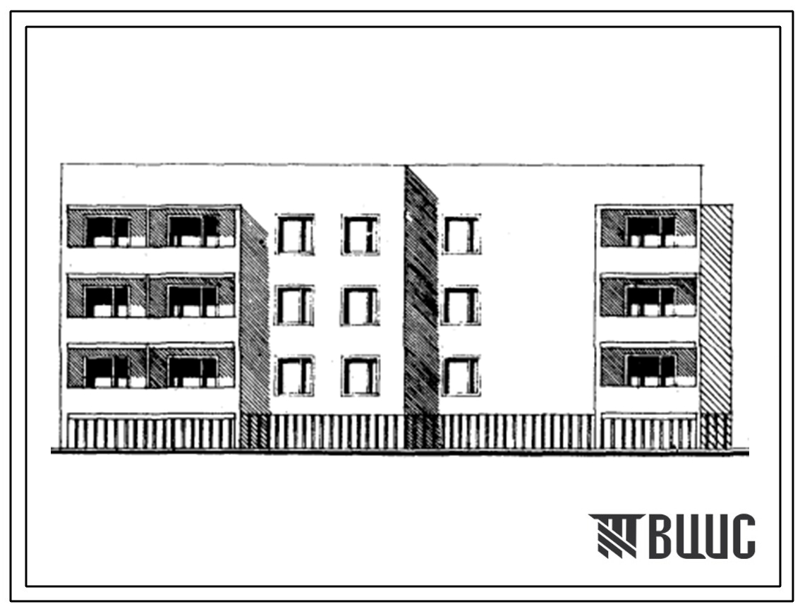 Типовой проект 85-030/1 3-этажная 12-квартирная блок-секция торцовая 3Б-2Б-2Б-2Б (правая)
