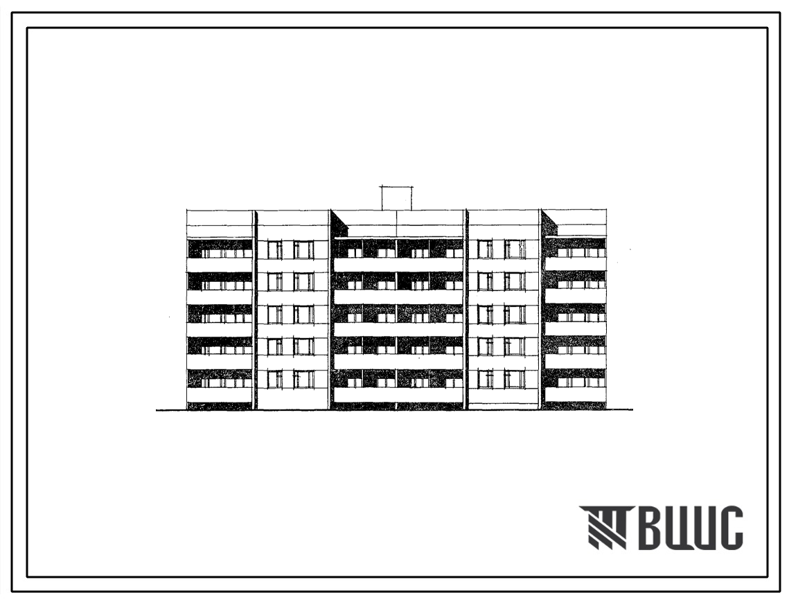 Типовой проект 88-019/1.2 5-этажная рядовая с торцевым окончанием блок-секция 2Б.2Б.4Б-2Б.2Б.4Б на 30 квартир. Для строительства во 2В климатическом подрайоне Белорусской ССР.