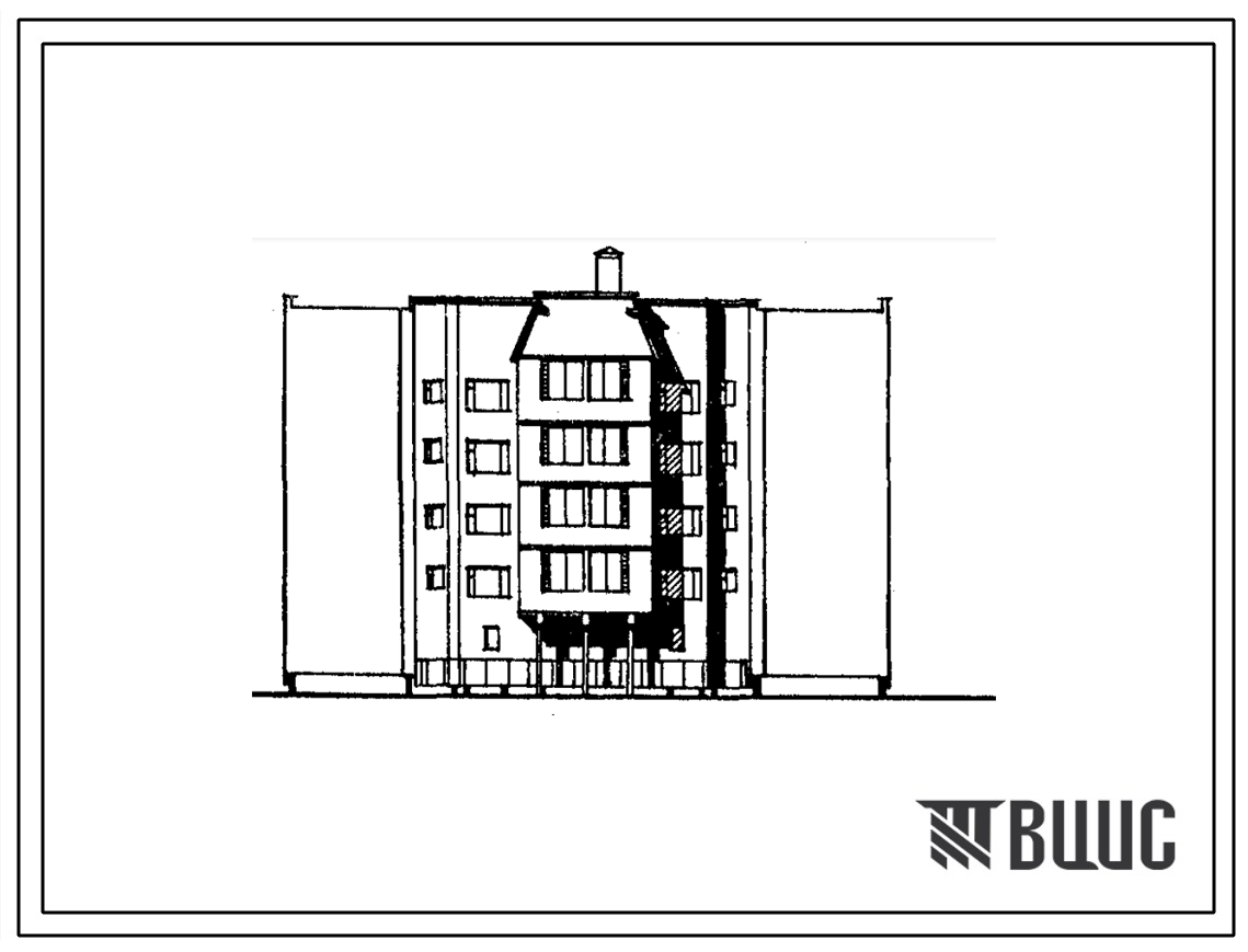 Фасады Типовой проект 68-023м.86 Пятиэтажная блок-секция поворотная с внешним углом на 16 квартир