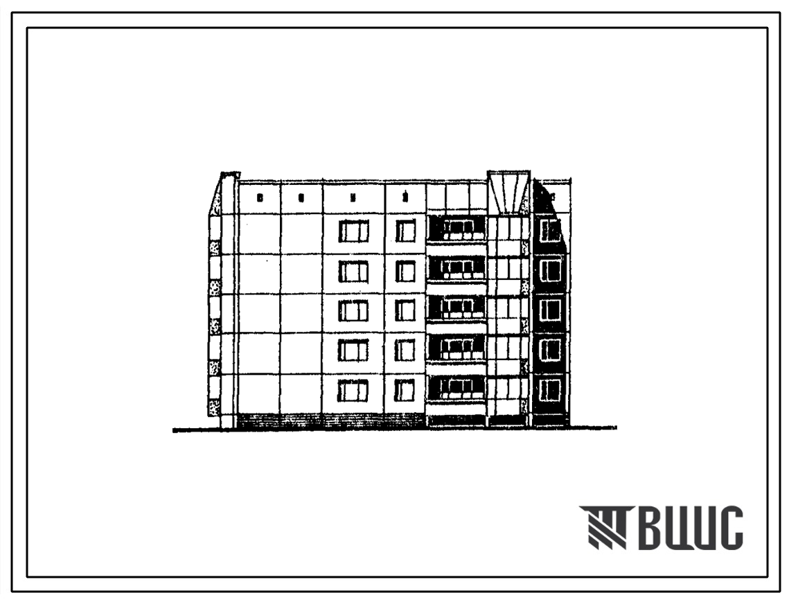 Типовой проект 97-0425с.13.90 Блок-секция 5-этажная 20-квартирная торцевая угловая левая 2-2-2-3 (для строительства в г. Ангарске)