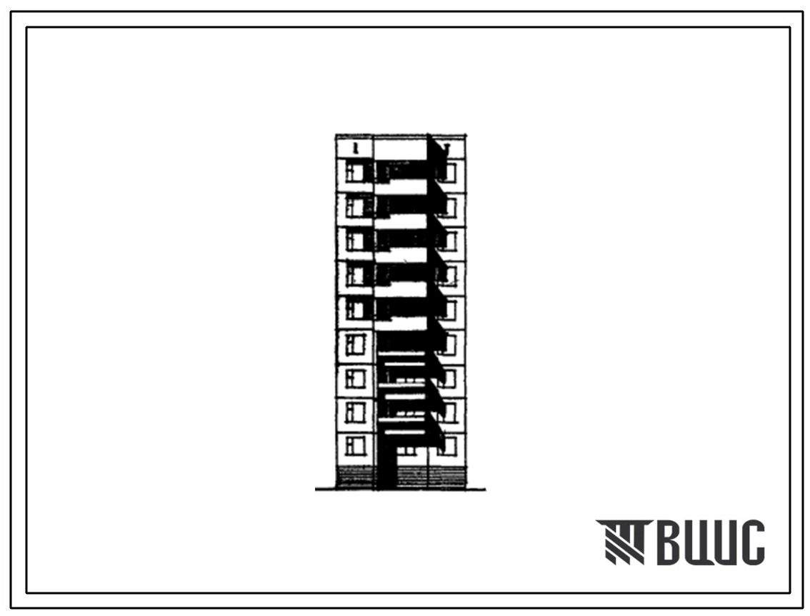 Фасады Типовой проект 97-0115/1 Девятиэтажная рядовая полублок-секция дополнительная правая ДР3л-1Б.-3А.