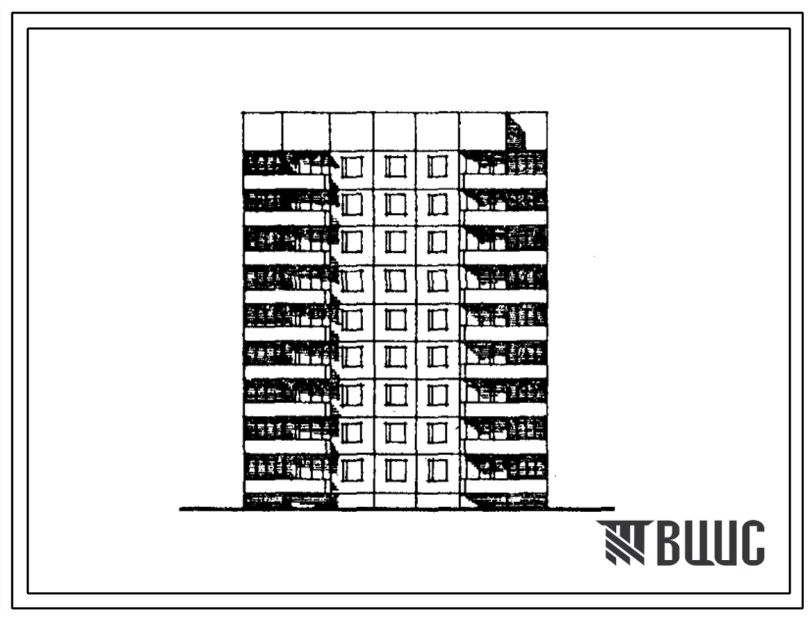 Типовой проект 121-014/1.2 Девятиэтажная блок-секция рядовая торцевая на 36 квартир. Для строительства в городах и поселках городского типа