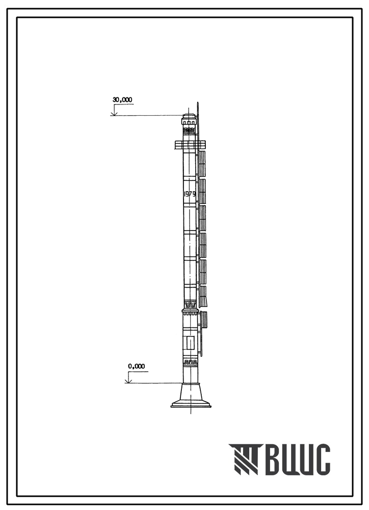 Типовой проект 907-2-229 Труба дымовая Н=30м, Д0=1,0 м с надземным примыканием газоходов для котельных установок. Для 1-3 ветровых районов