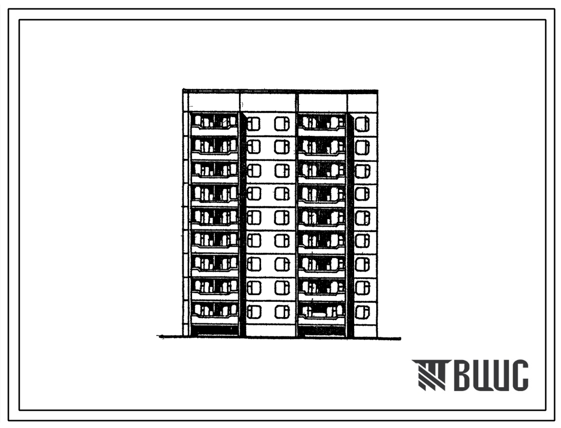 Типовой проект 135-0342с.13.87 9-этажная блок-секция общежития семейной молодежи торцевая левая на 126 человек для Бурятской АССР