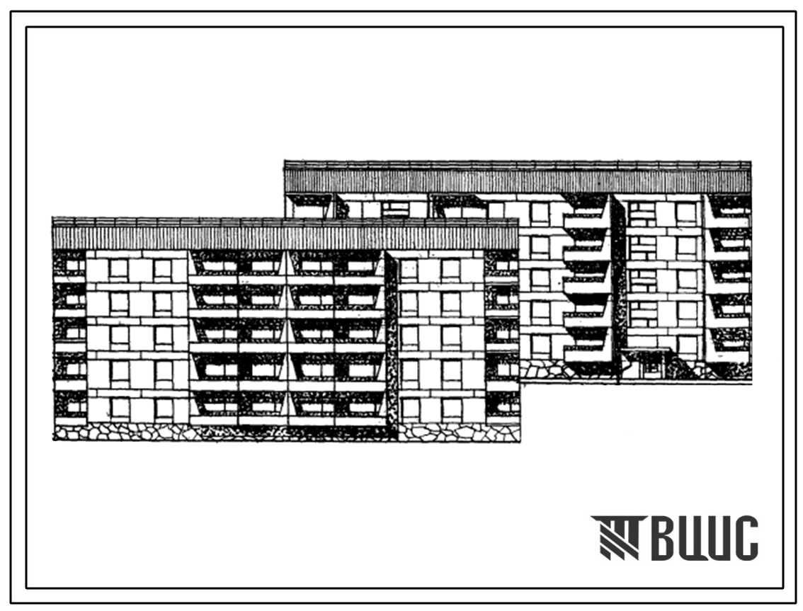 Типовой проект 87-076 5-этажная рядовая блок-секция на 30 квартир Р-1Б-2Б-3А спаренная