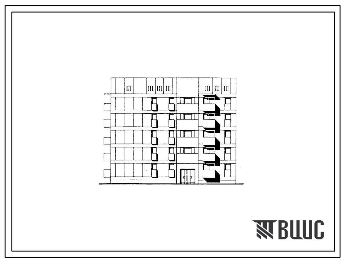 Фасады Типовой проект 174-015с.85 Блок-секция 5-этажная 1-секционная 19-квартирная угловая левая 2А.2Б.2Б.2Б