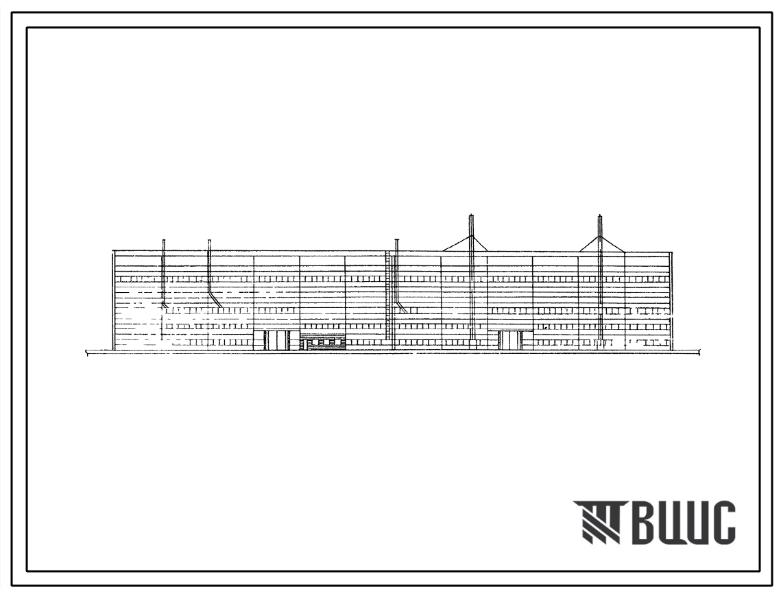Фасады Типовой проект 409-23-39 Главный корпус щебеночного завода производительностью 1600 тыс.м.куб. щебня в год для переработки однородных изверженных и метаморфических пород.