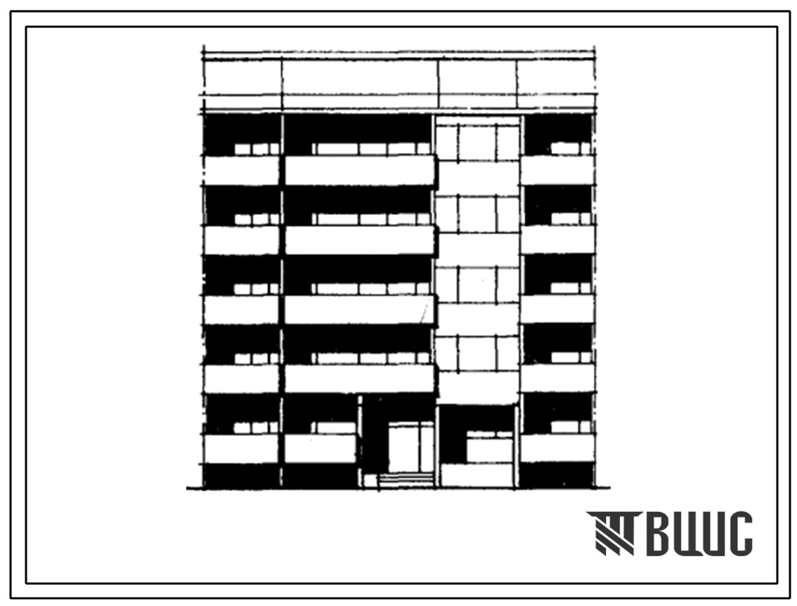 Типовой проект 104-040/1 Пятиэтажная блок-секция рядовая с торцевыми окончаниями на 14 квартир (однокомнатных 2Б-12, трехкомнатных 3А-1, 3Б-1). Для строительства во 2Б и 2В климатических подрайонах Латвийской ССР
