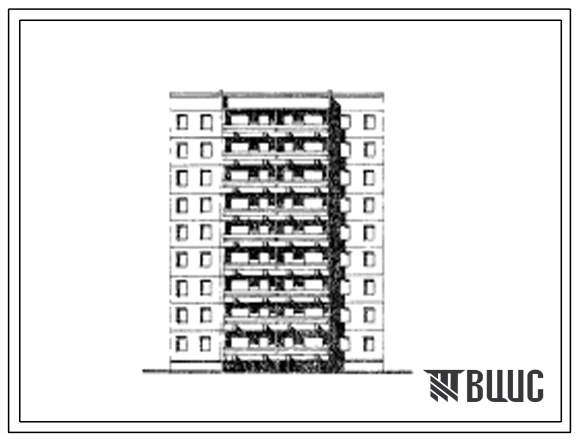 Типовой проект 141-014/1 Девятиэтажная блок-секция рядовая с торцевыми окончаниями на 36 квартир (двухкомнатных 2Б-18, трехкомнатных 3Б-18). Для строительства в 1В и 2В климатических подрайонах