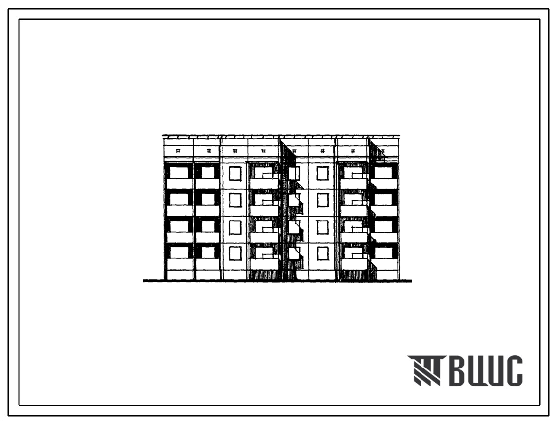 Типовой проект 94-094/1.2 Блок-секция 4-этажная 28-квартирная левая для малосемейных 1Б-1Б-1Б-1Б-1Б-1Б-2Б