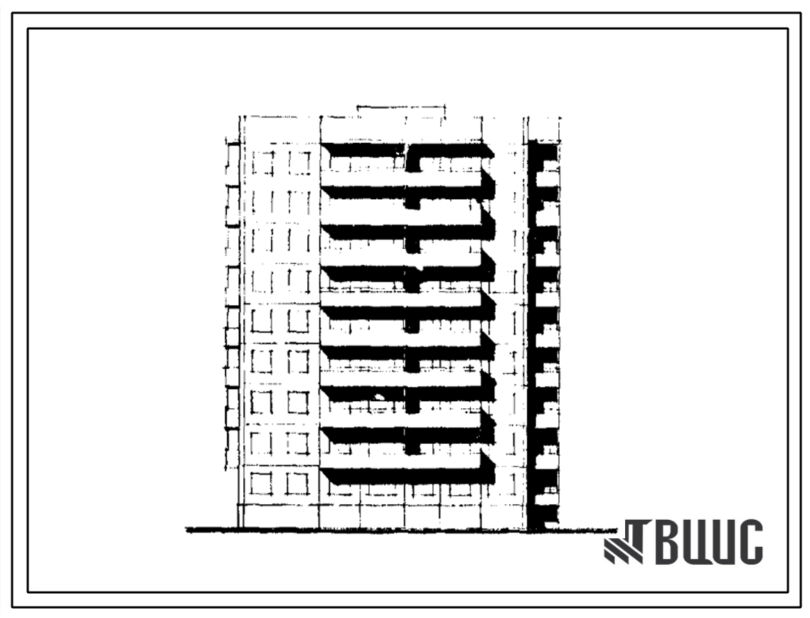 Типовой проект 93-022/1 Блок-секция девятиэтажная 36-квартирная торцевая левая (однокомнатных 1Б — 9, двухкомнатных 2Б — 9, трехкомнатных 3Б — 9, четырехкомнатнных 4А — 1, пятикомнатных 5Б — 8). Для строительства во IIА климатическом подрайоне.