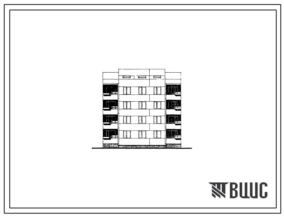 Типовой проект 26-042/1 Четырехэтажная блок-секция рядовая на 8 квартир (трехкомнатных 3А-4, четырехкомнатных 4Б-4). Для строительства во 2 и 3 климатических районах
