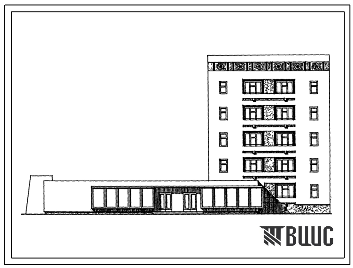 Типовой проект 63-054с.13.86 Блок-секция 5-этажная 9-квартирная торцовая со встроенно-пристроенным промтоварным магазином на 11 рабочих мест 2Б-3А (для Азербайджанской ССР)
