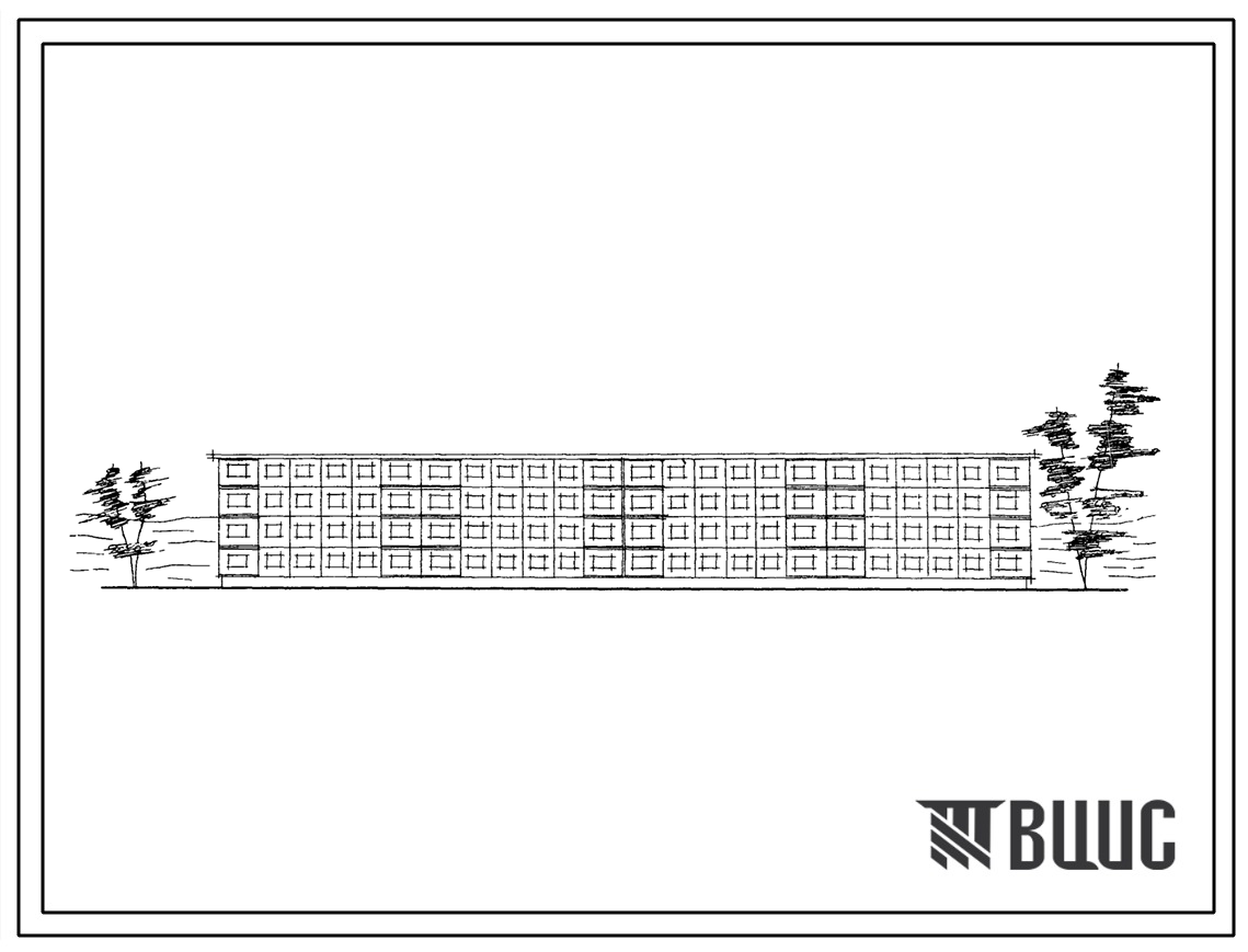 Типовой проект 111-76-3СП/69 Четырехсекционный крупнопанельный четырехэтажный дом на 32 квартиры (четырехкомнатных 16, пятикомнатных 16). Для районов сейсмичностью 8 баллов.