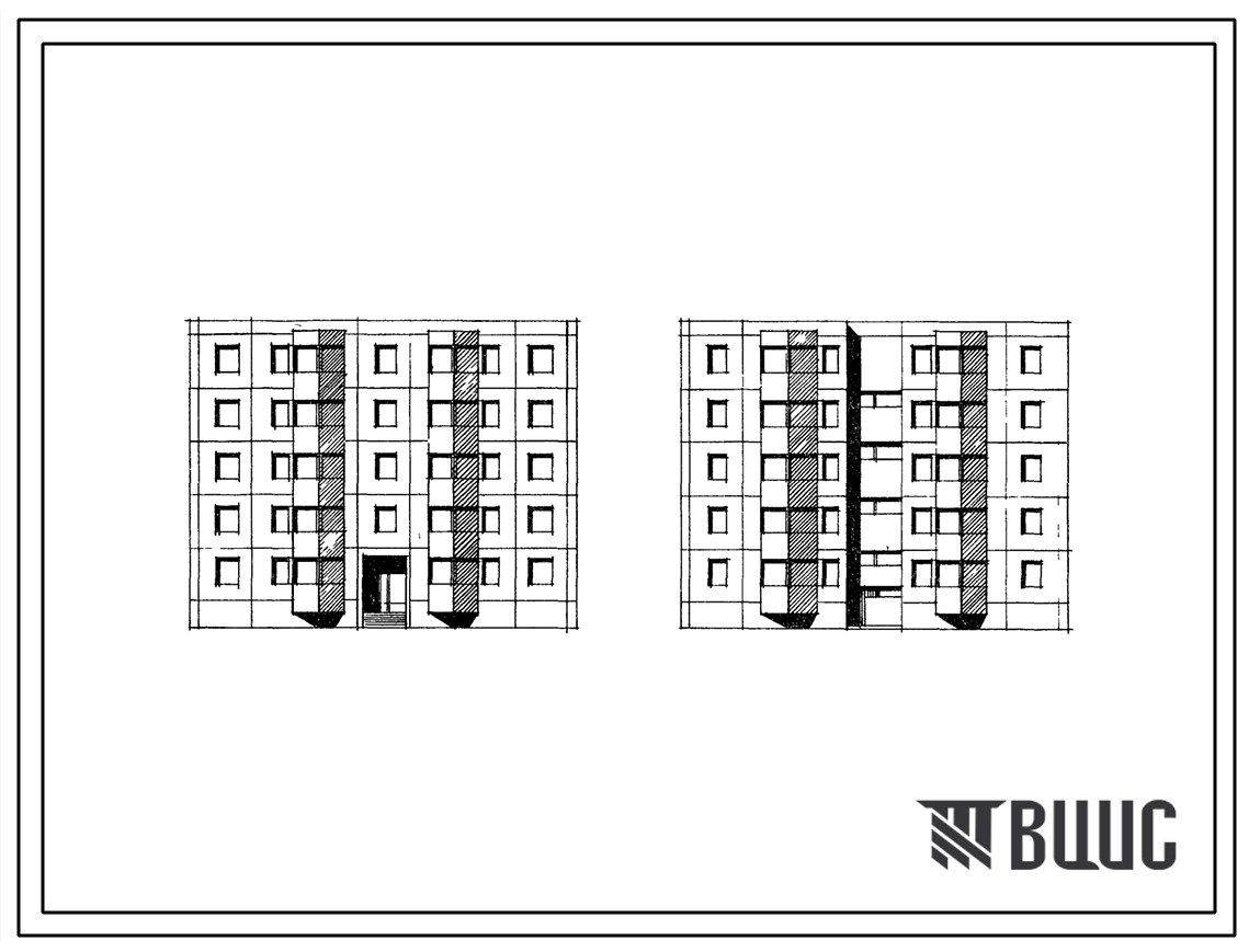 Типовой проект 151-03 Пятиэтажная рядовая блок-секция широтной ориентации на 20 квартир 1Б-2Б-3Б-3Б.