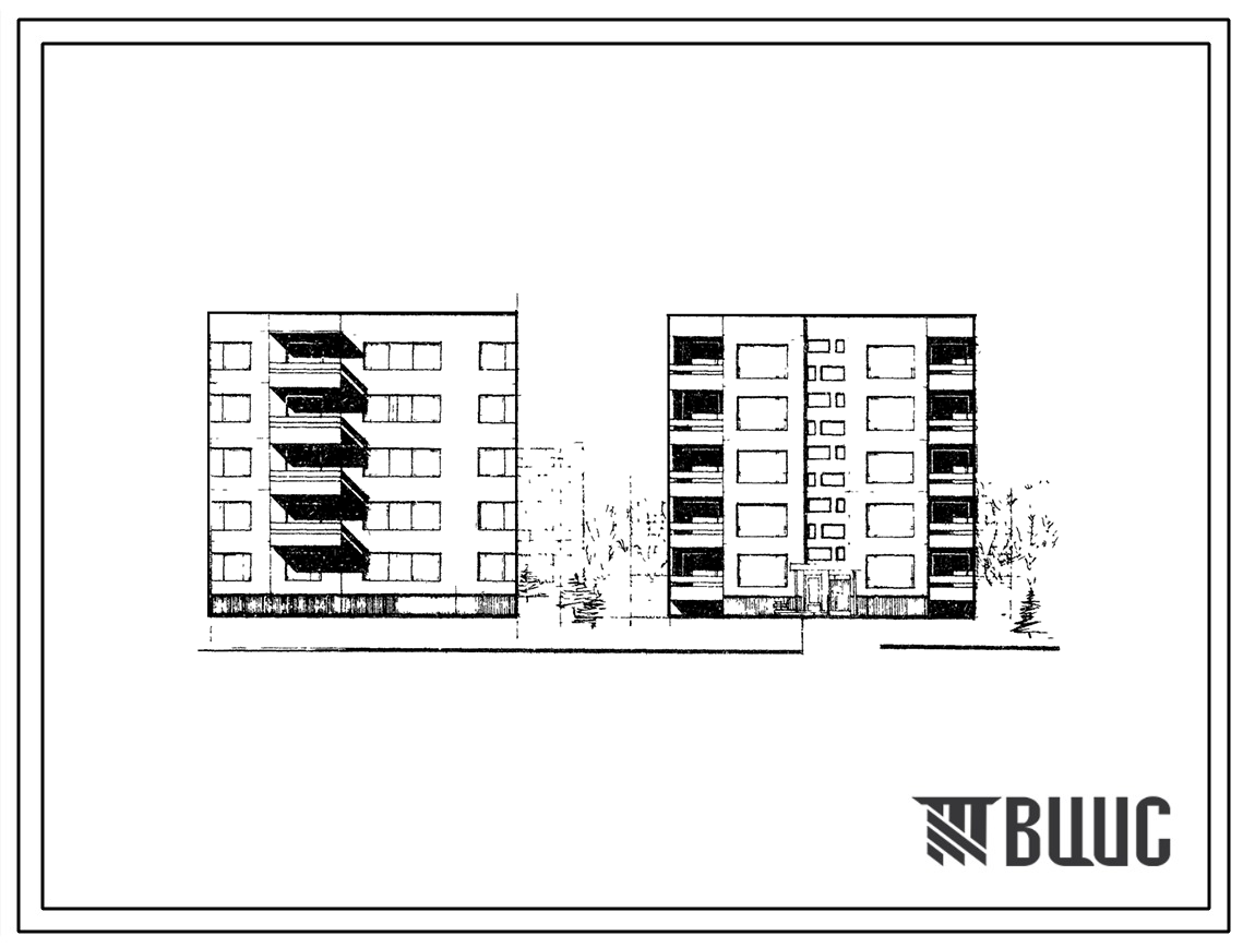 Типовой проект 99-06/1 Пятиэтажная блок-секция рядовая левая на 15 квартир (двухкомнатных 2А-5, 2Б-10). Для строительства в 1В климатическом подрайоне, 2 и 3 климатических районах
