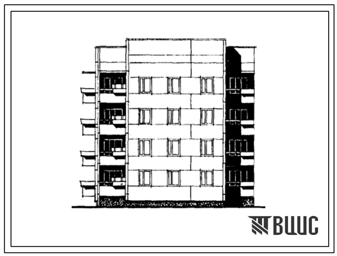 Типовой проект 26-037/1 Четырехэтажная блок-секция торцевая левая на 12 квартир (однокомнатных 1Б-4, двухкомнатных 2Б-4, трехкомнатных 3Б-4). Для строительства во 2 и 3 климатических районах Украинской ССР