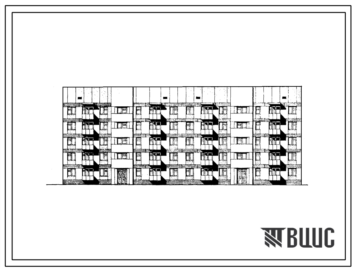 114-034с/1 Пятиэтажная двухсекционная 38-квартирная рядовая торцовая блок-секция из крупных блоков (однокомнатных 1Б — 10, двухкомнатных 2Б — 8, трехкомнатных 3Б — 18, пятикомнатных 5Б — 2). Для строительства в IВ, IIА климатических подрайонах сейсмичност