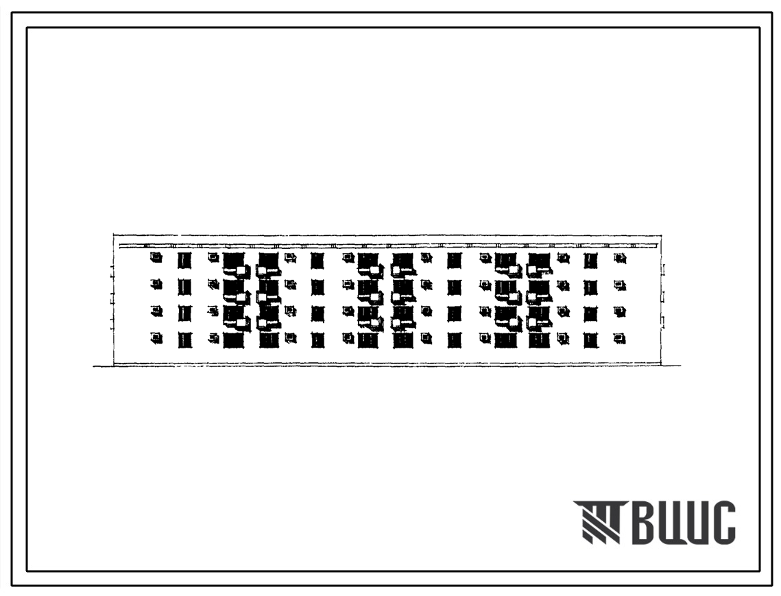 Типовой проект 114-77-55сп/1 Четырехэтажный четырехсекционный дом на 32 квартиры (двухкомнатных 2Б — 16, трехкомнатных 3А — 16).