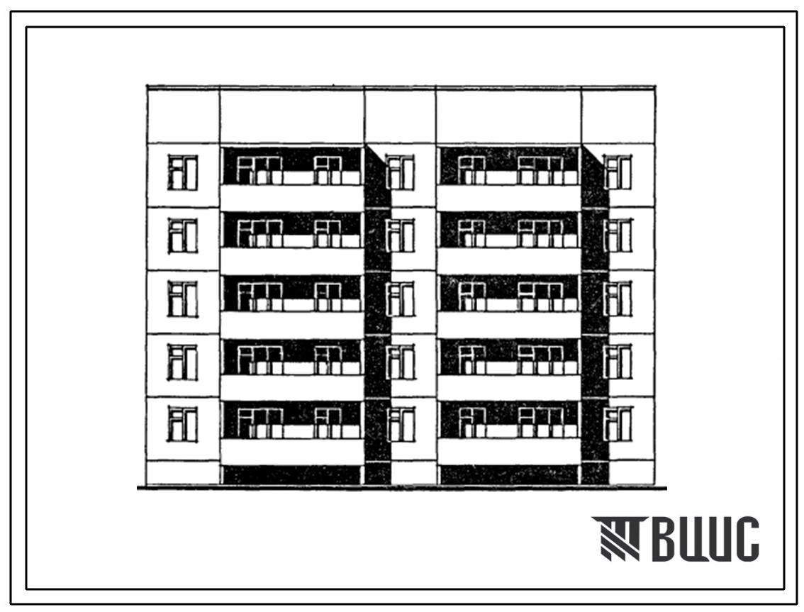 Типовой проект 125-072.13.87 Блок-секция 5-этажная 20-квартирная рядовая с торцовыми окончаниями (для строительства в Тюменской области)