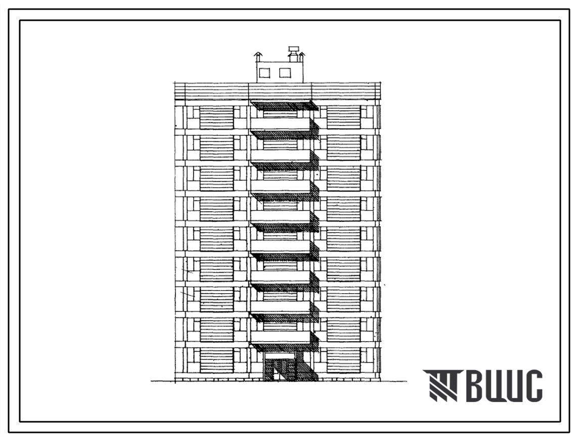 Типовой проект 111-012С Блок-секция торцевая правая на 18 квартир  каркасно-панельных 9-этажных жилых домов (трехкомнатных 3А-2, четырехкомнатных 4А-8, четырехкомнатных 4Б-8). Для строительства в 4 климатическом районе Армянской ССР сейсмичностью 7-8 балл