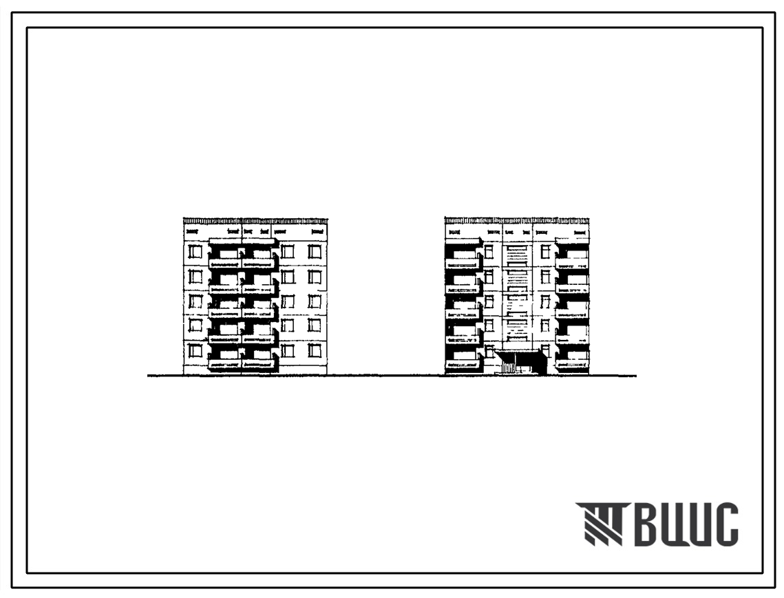 Типовой проект 135-0141с/1 Пятиэтажная блок-секция рядовая правая с торцевыми окончаниями на 10 квартир (двухкомнатных 2Б-5 трехкомнатных 3Б-5). Для строительства в 4 климатическом районе сейсмичностью 7 и 8 баллов