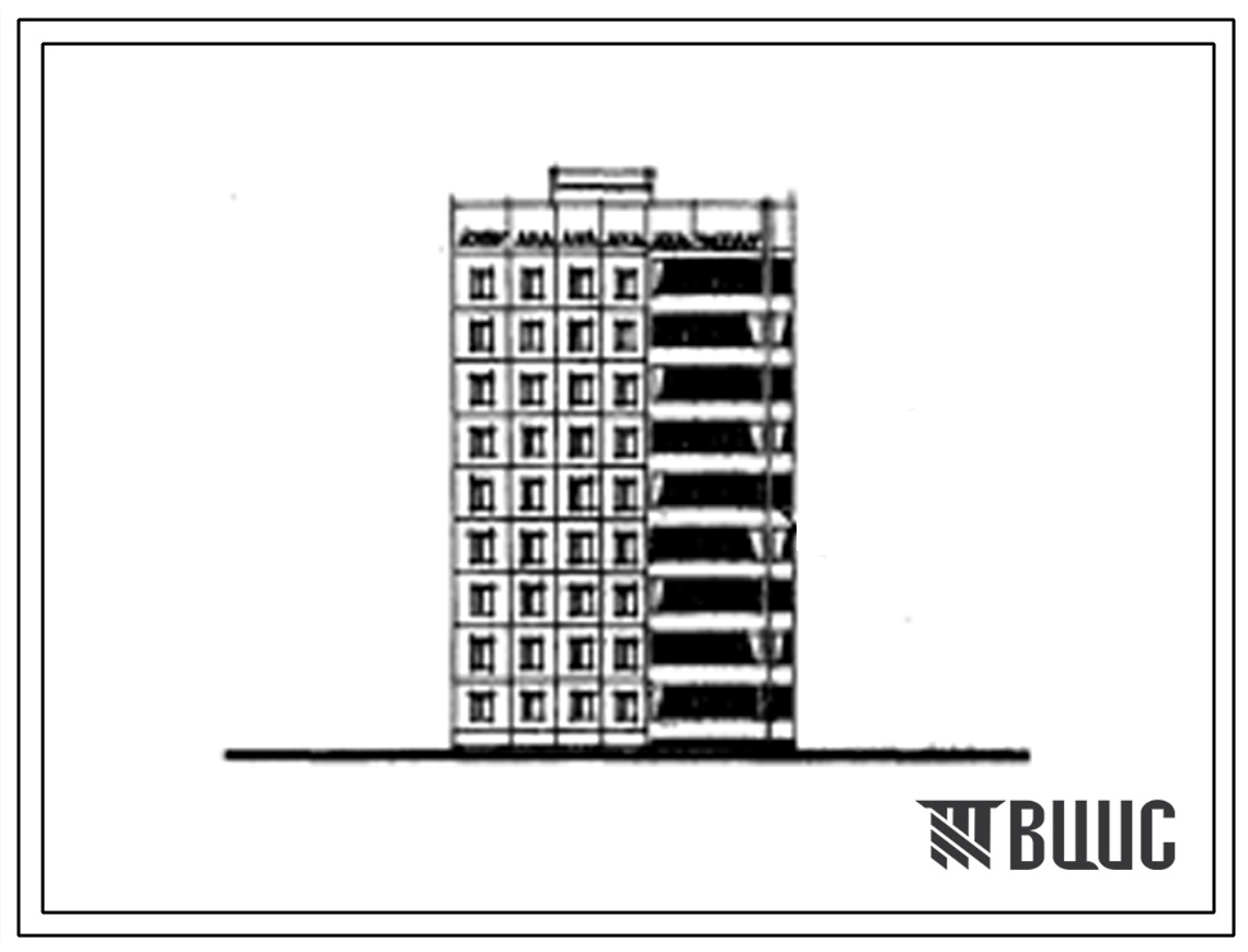 Типовой проект 76-070с/1 Девятиэтажная блок-секция поворотная прямая правая на 18 квартир (трехкомнатных 3Б-9, пятикомнатных 5Б-9). Для строительства в 4А и 4Г климатических подрайонах Узбекской ССР сейсмичностью 8 баллов
