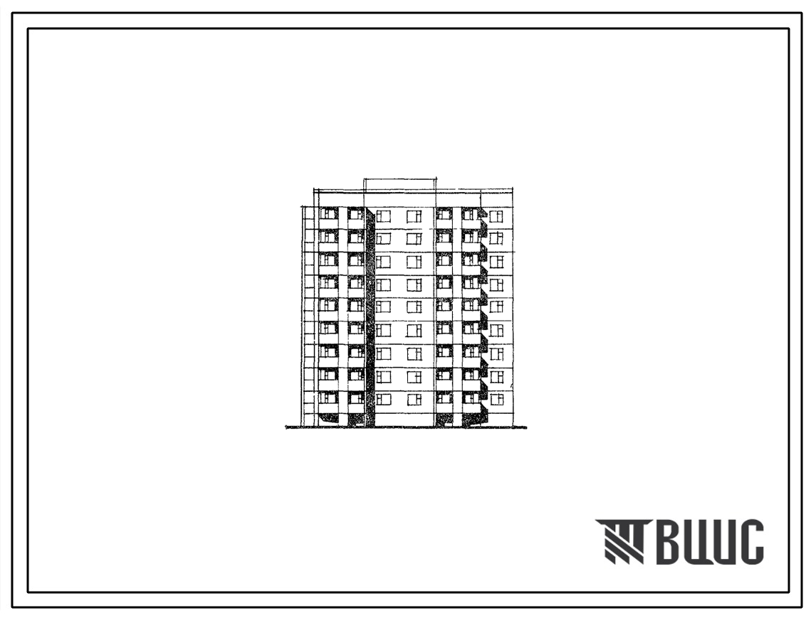 Типовой проект 135-0256с.13.86 9-этажная блок-секция на 36 квартир торцевая левая 1Б-2Б-2Б-3Б для Бурятской АССР
