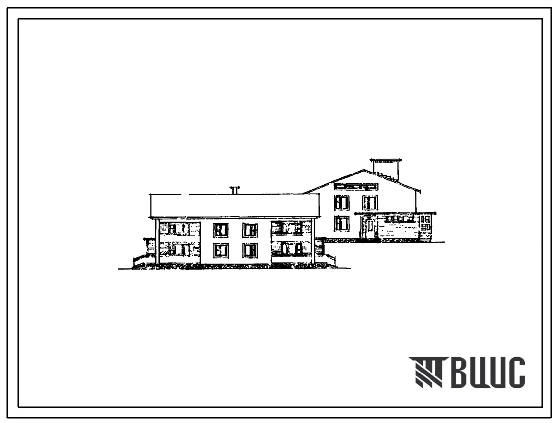 Типовой проект 114-12-157 Жилой дом двухэтажный четырехквартирный с отдельными входами в квартиры типа 3Б. Для строительства во IIВ климатическом подрайоне Белорусской ССР.