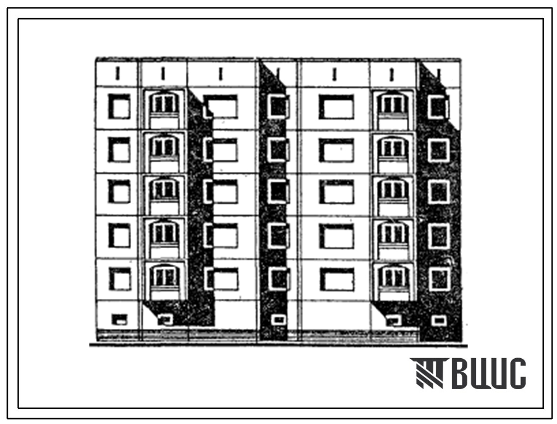 Типовой проект 97-0297м.86 Блок-секция 5-этажная 19-квартирная рядовая 1Б-2Б-3Б-3Б