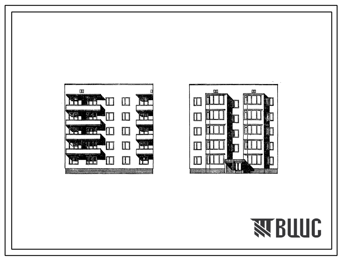 Типовой проект 87-099/1 Пятиэтажная рядовая левая блок-секция на 15 квартир со стенами из кирпича.