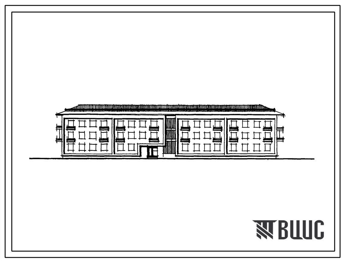 Типовой проект 164-52-215с Трехэтажное общежитие для рабочих и служащих на 100 мест (с жилыми комнатами на 3 и 4 человека). Для строительства в районах сейсмичностью 9 баллов во 2В и 3В климатических подрайонах Казахской ССР