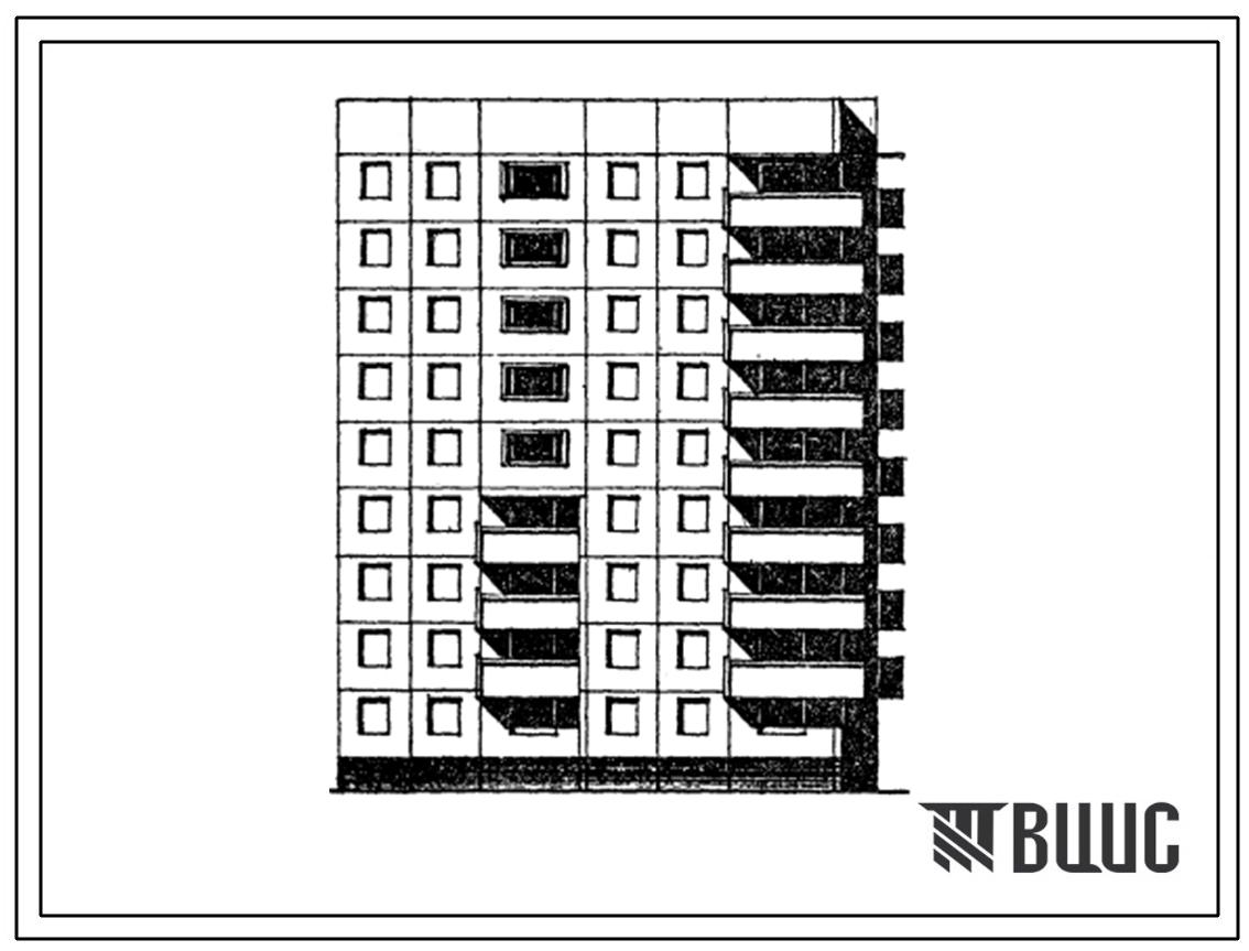 Типовой проект 97-0294.86 9-этажная 36-квартирная блок-секция угловая правая с теплым чердаком и безрулонной кровлей 2Б.2Б.3Б.4Б