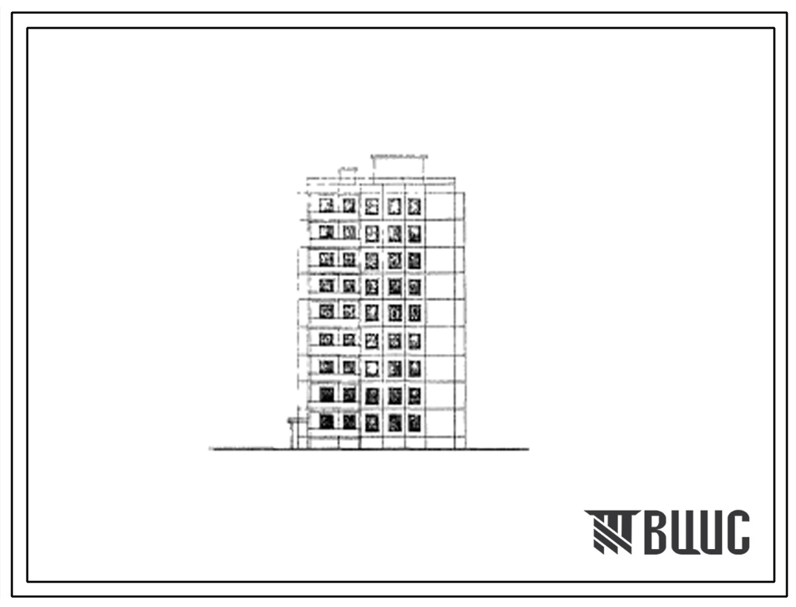 Типовой проект 1-464ДС-44  Девятиэтажный односекционный крупнопанельный жилой дом на 36 квартир (двухкомнатных  28, трехкомнатных  8).